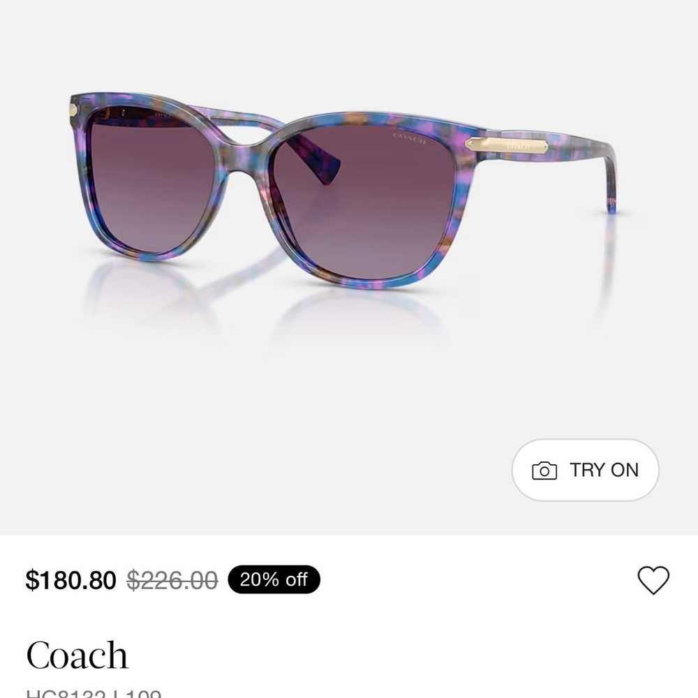 Coach Purple Confetti Cat-Eye Sunglasses with Gradient Lenses - Picture 4 of 5